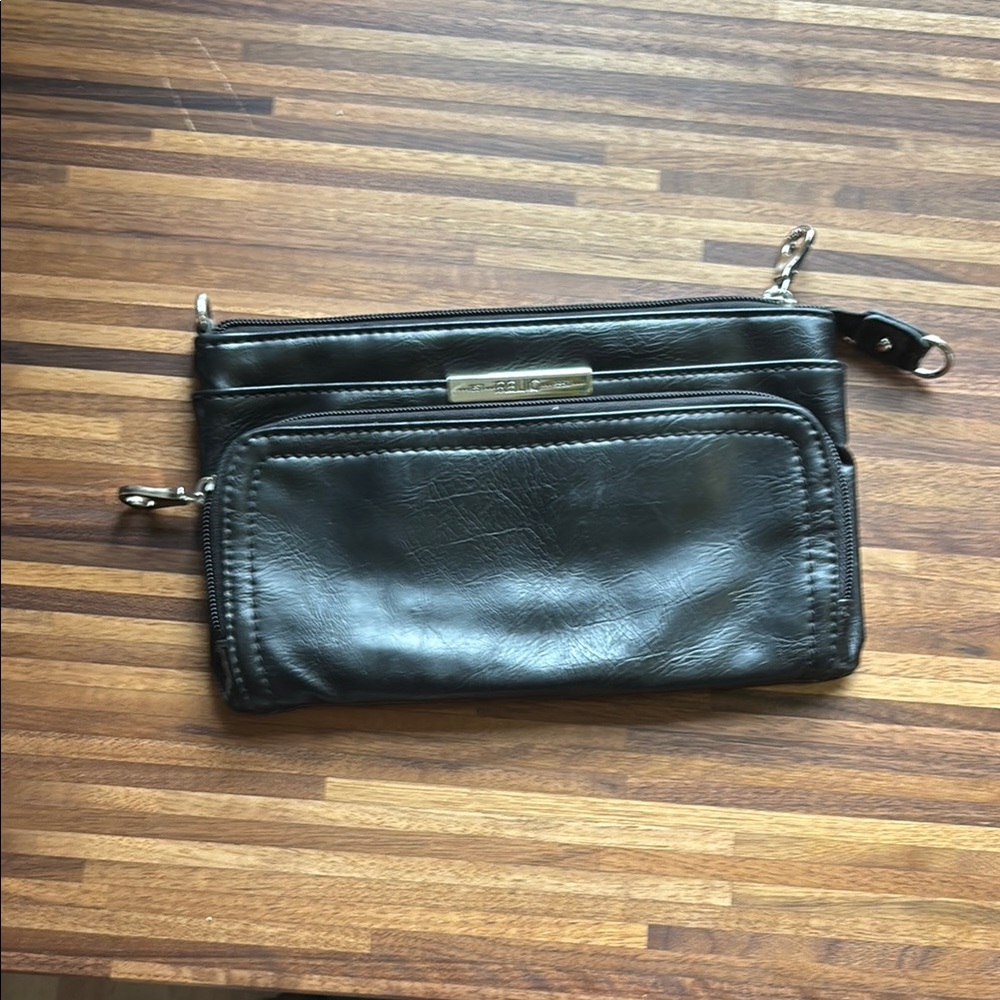 Black Leather Wristlet